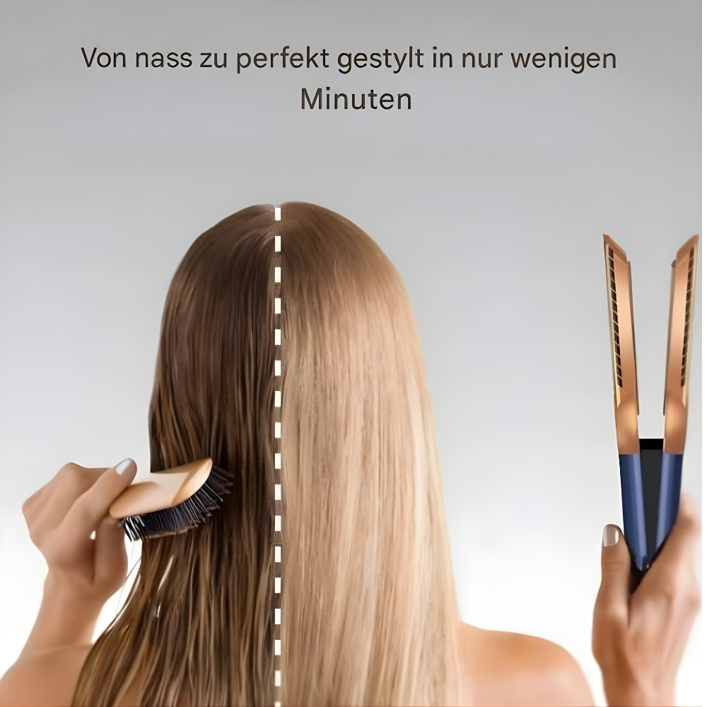 LuftGlanz™– 2-in-1-Glätteisen-Trockner mit Ionentechnologie.