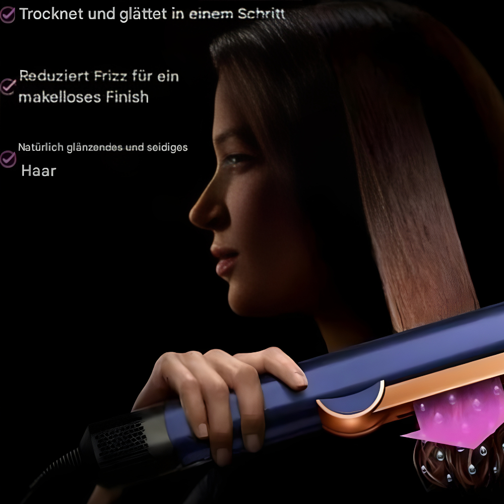 LuftGlanz™– 2-in-1-Glätteisen-Trockner mit Ionentechnologie.